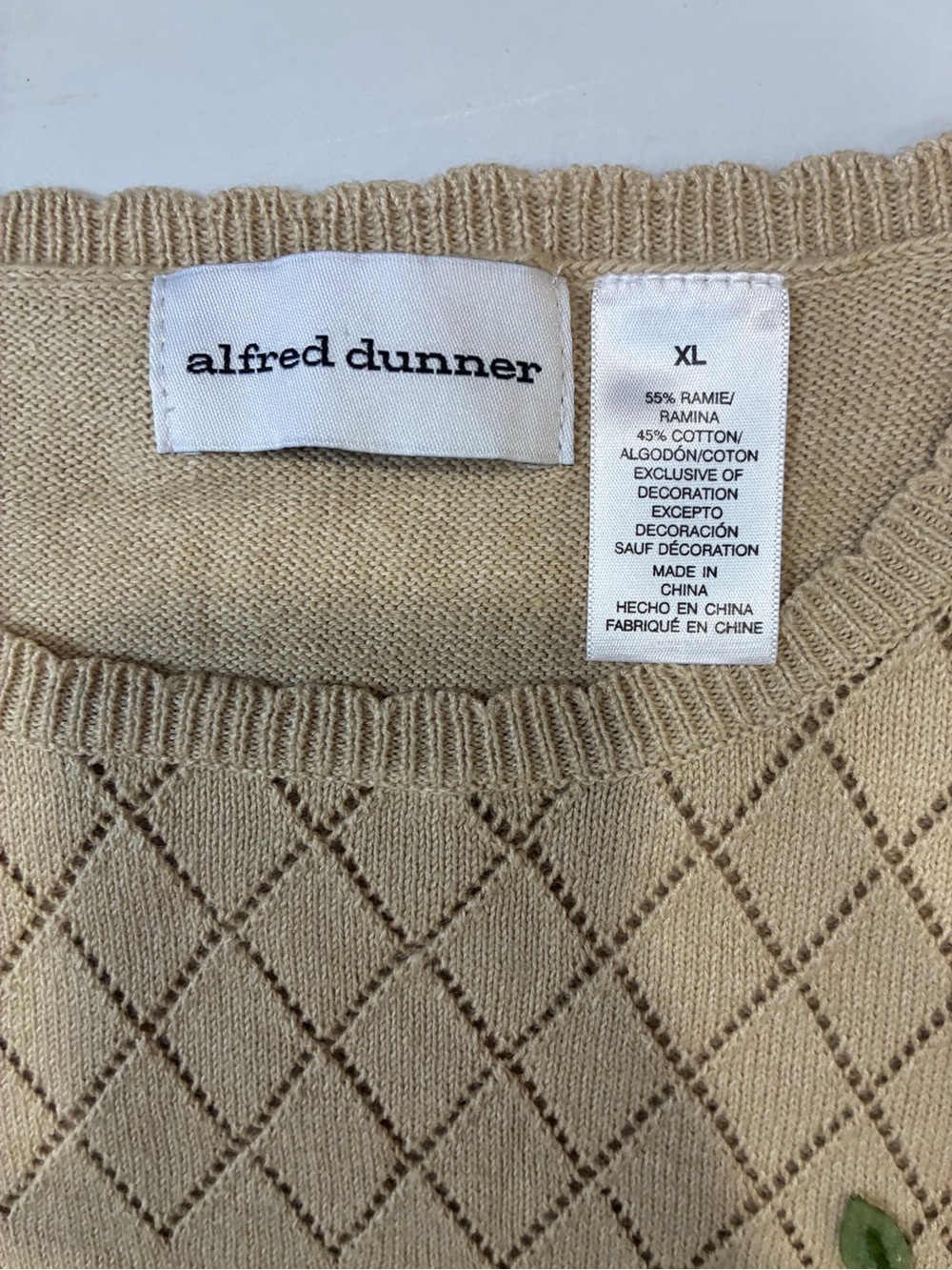 Alfred Dunner Cream Sweater with Multicolor Floral Embroidery - Picture 2 of 5